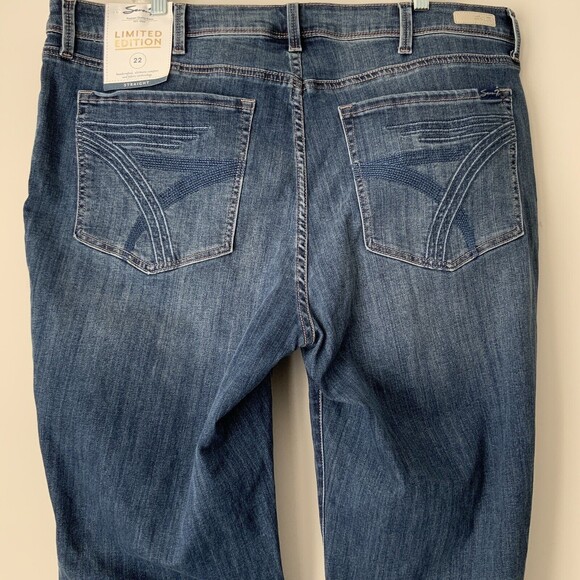 Seven7 Embroidered Hem Limited Edition Straight Leg Jeans Blue 22 - Picture 9 of 11